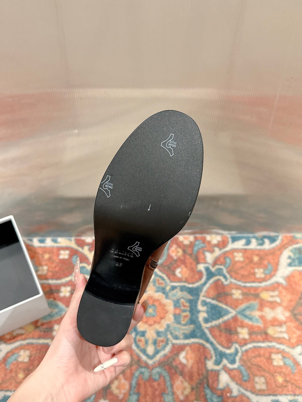 Celine Garance Triomphe Strap Boot 60mm Brown Calfskin