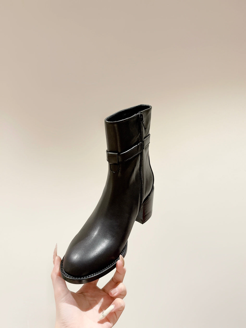Celine Garance Triomphe Strap Boot 60mm Black Calfskin
