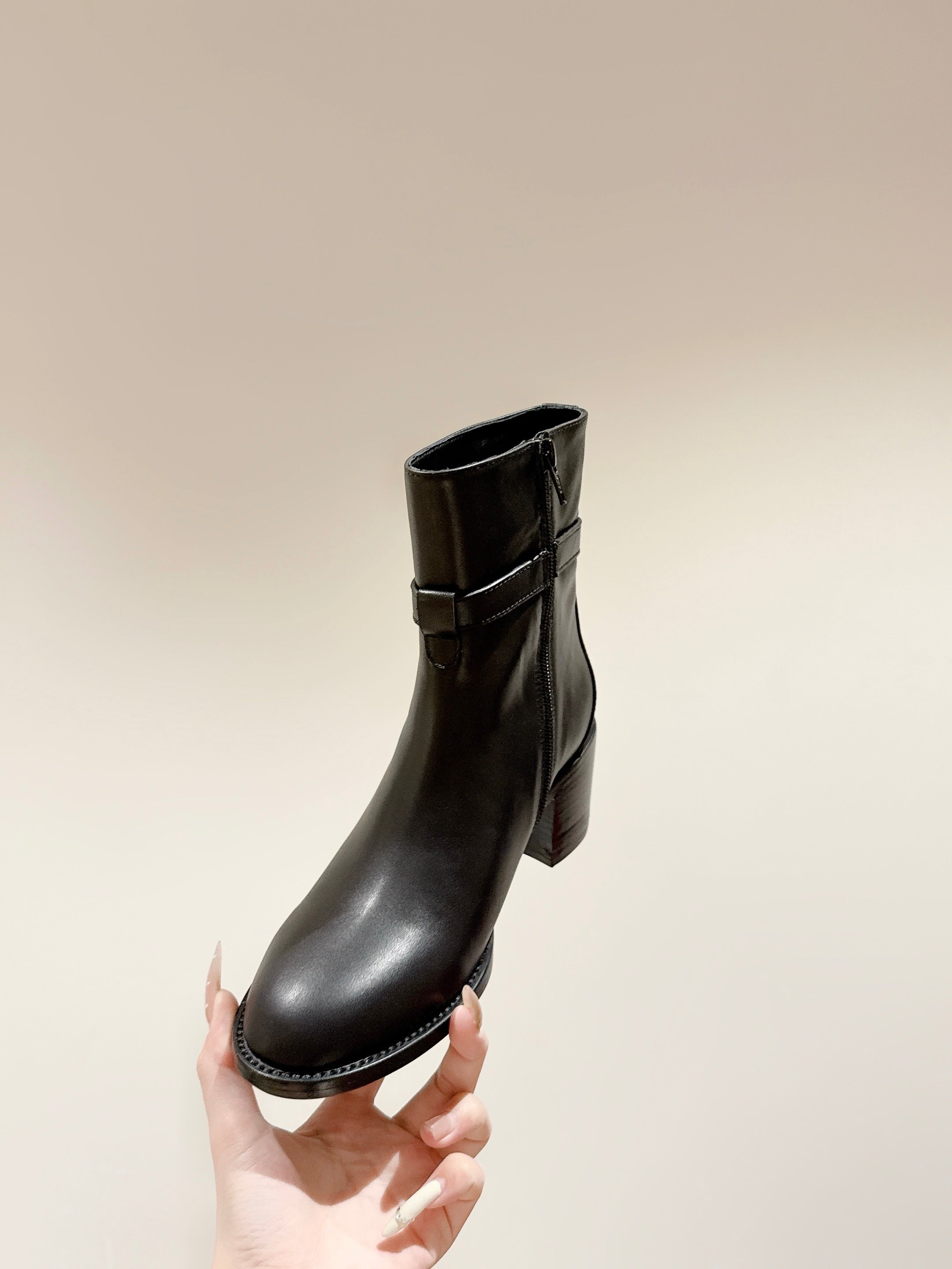 Celine Garance Triomphe Strap Boot 60mm Black Calfskin