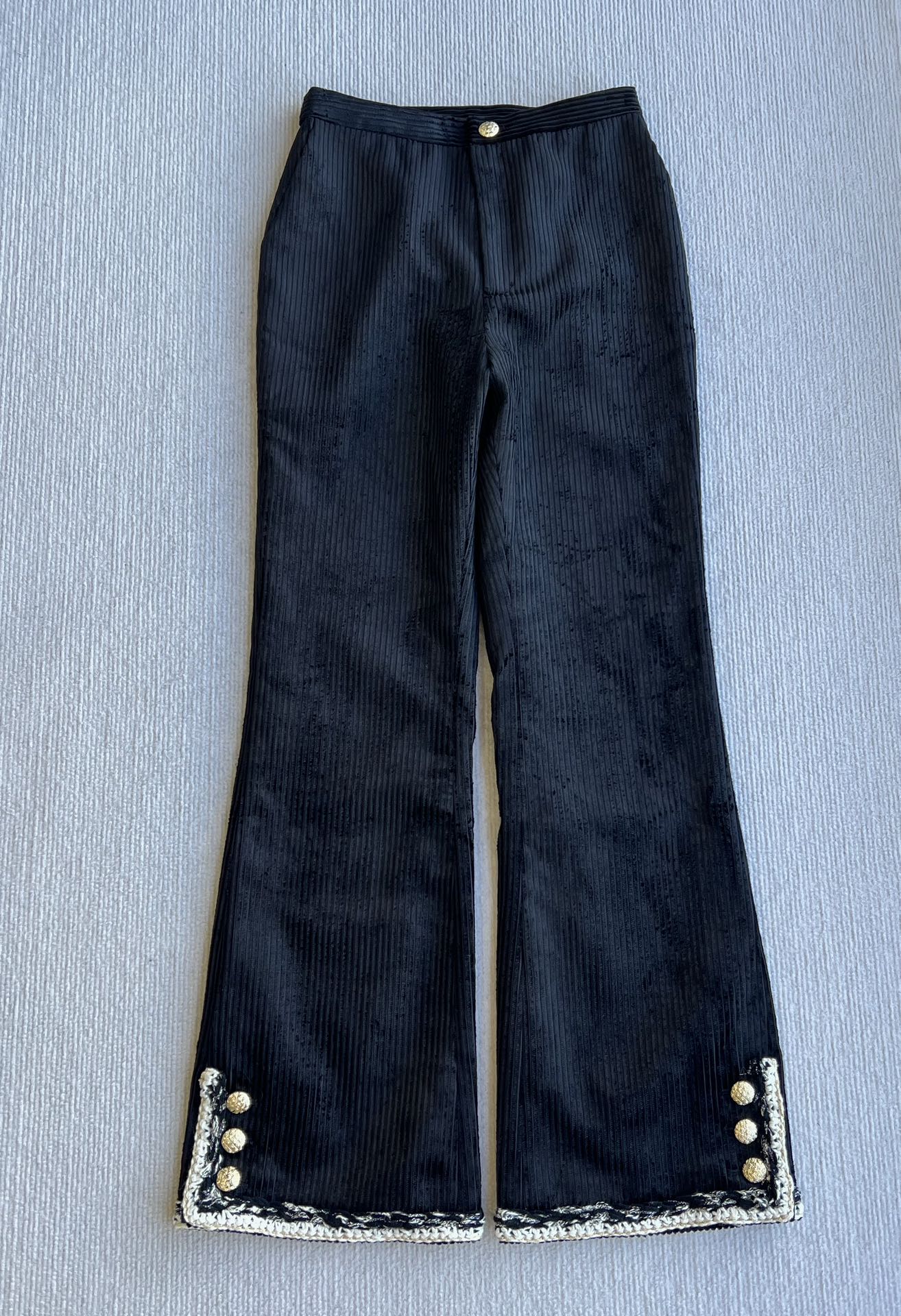 CC Corduroy Trousers Black Viscose Polyester 318577