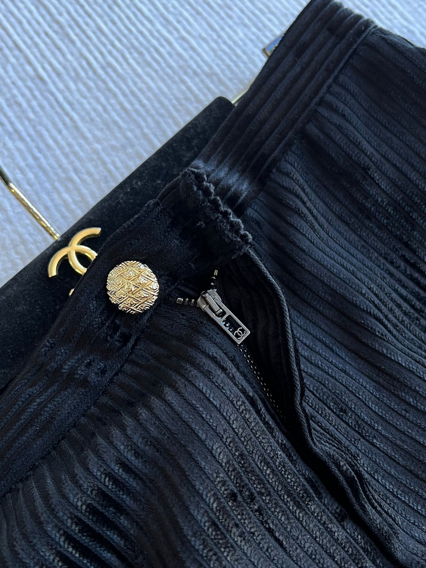 CC Corduroy Trousers Black Viscose Polyester 318577