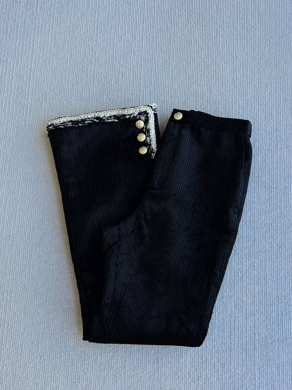 CC Corduroy Trousers Black Viscose Polyester 318577