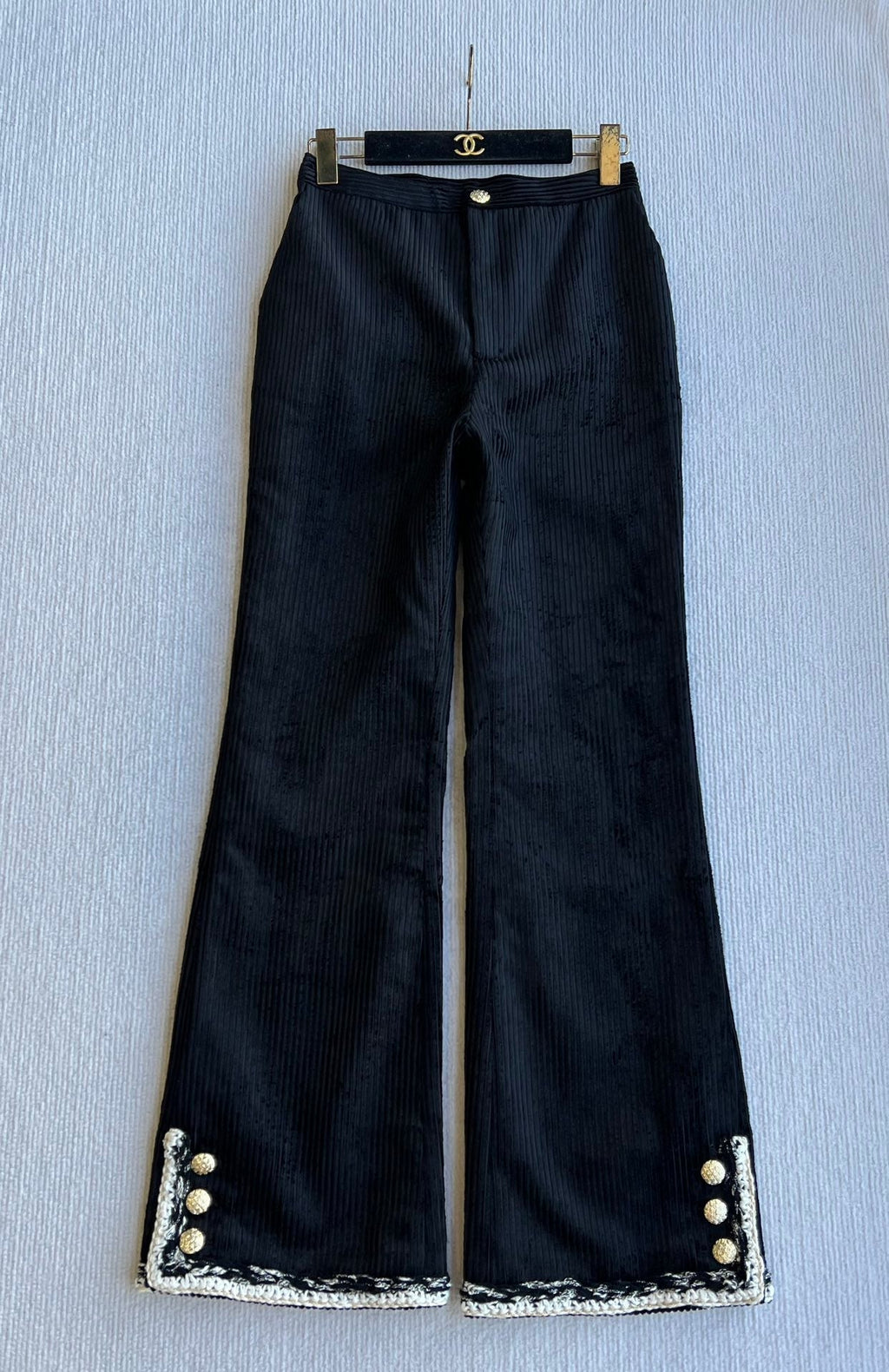 CC Corduroy Trousers Black Viscose Polyester 318577