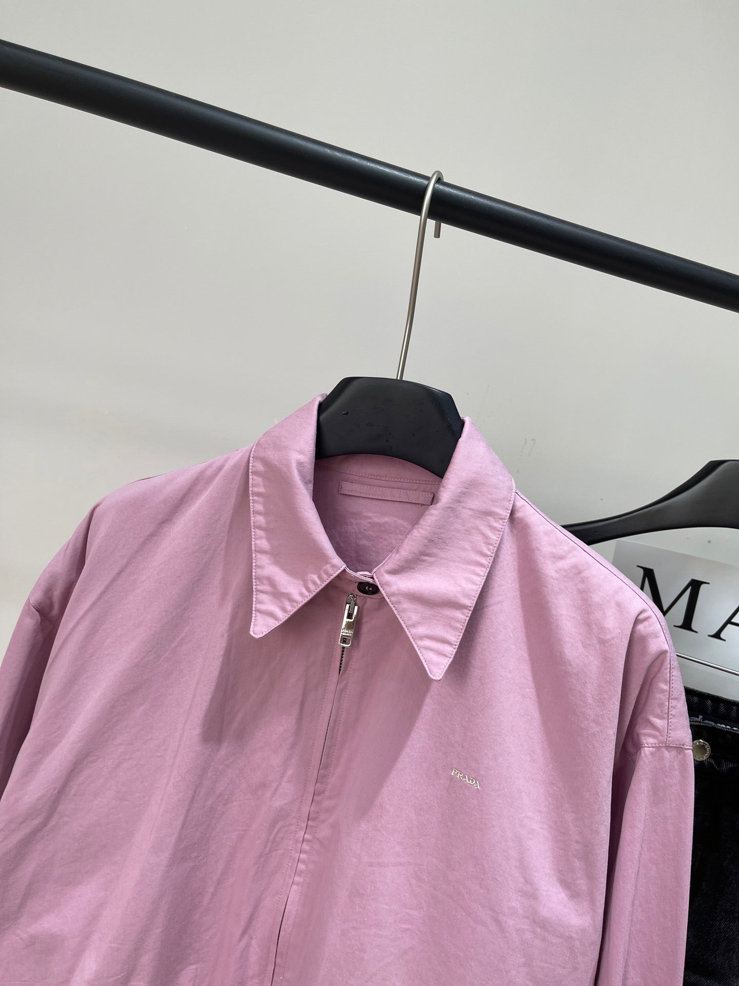 Prada 25 Zippered Collar Jacket Pink Cotton 311514
