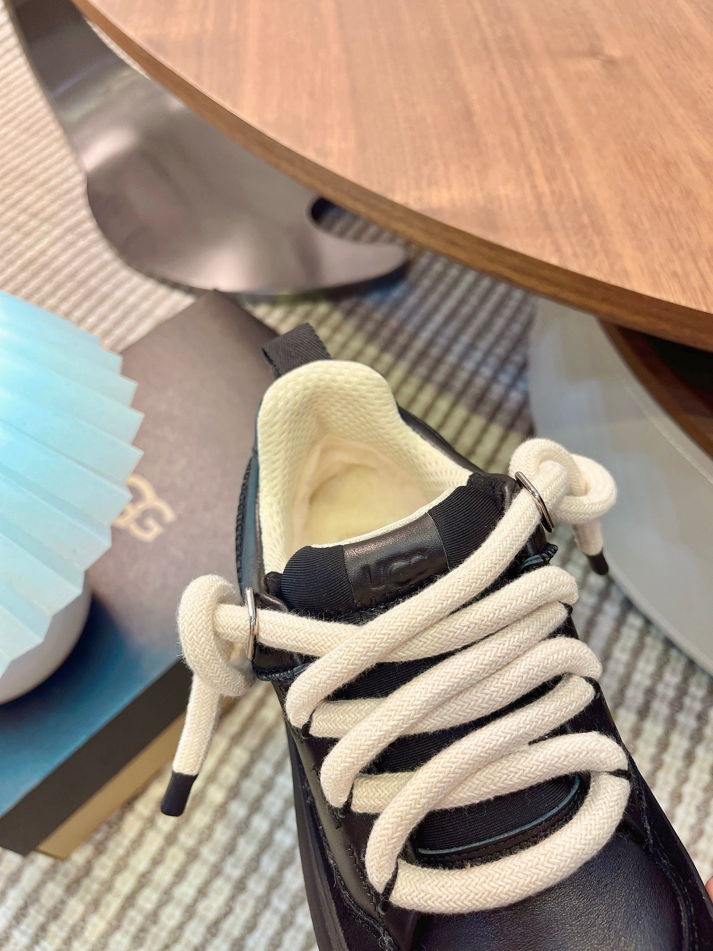 UGG Heritage Utility Sneakers Cream Black Suede Cowhide