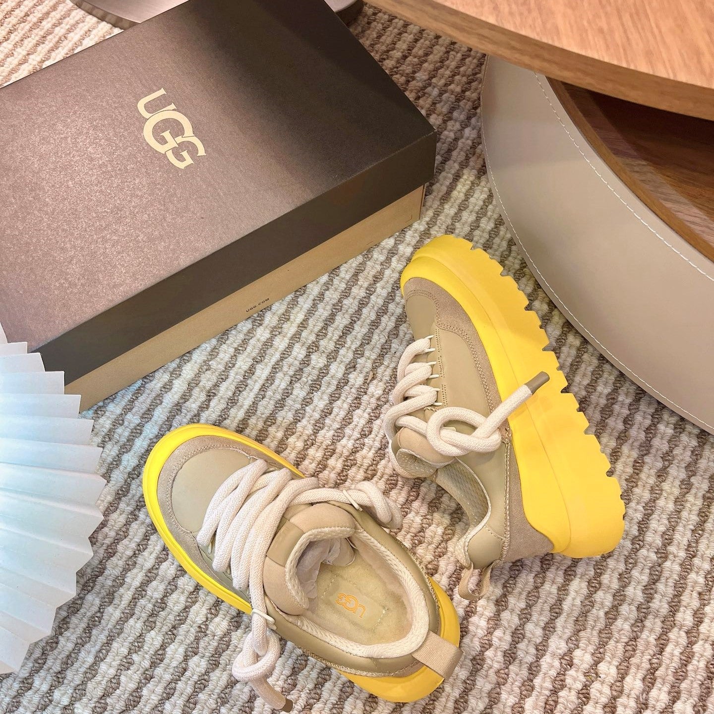 UGG Heritage Utility Sneakers Yellow Khahi Suede Cowhide