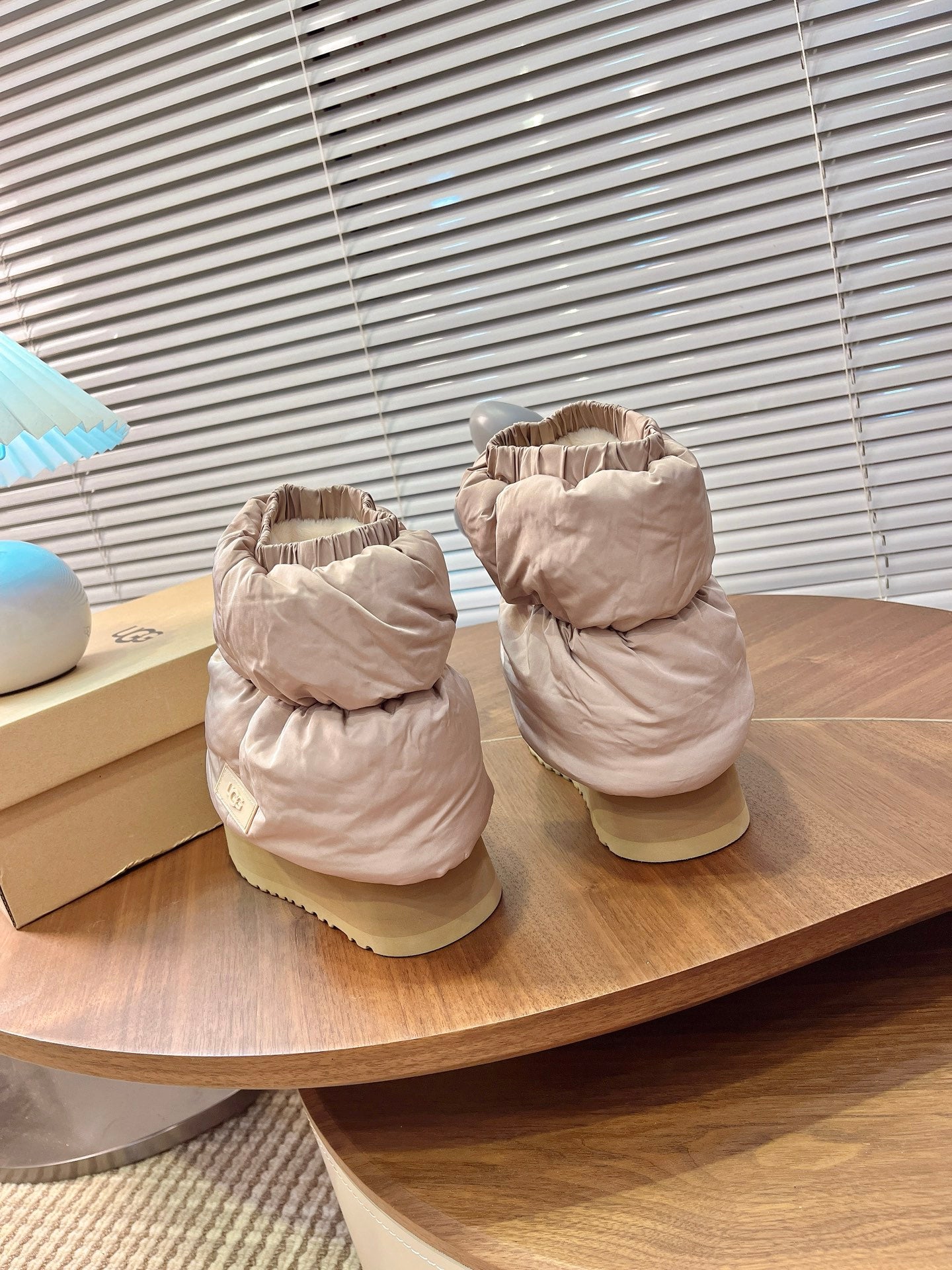 UGG Classic Mini Dipper Puffer Boots Light Brown Suede Technical Fabric