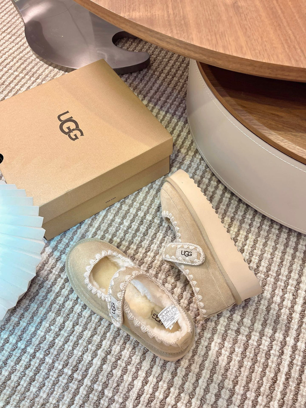 UGG Tazz Mary Jane Shoes Light Khahi Suede Shearing