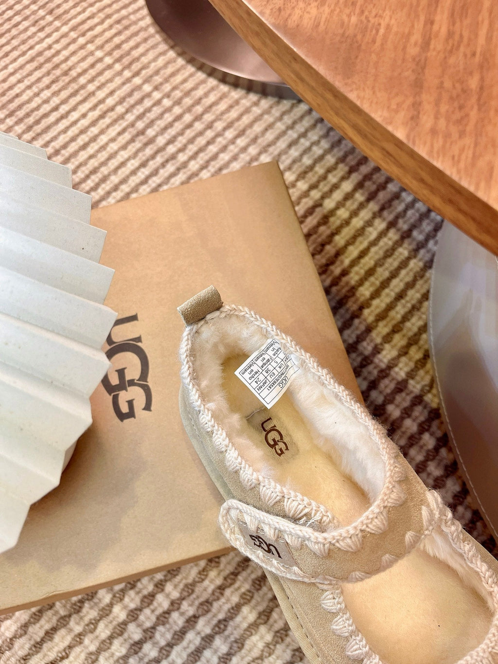 UGG Tazz Mary Jane Shoes Light Khahi Suede Shearing