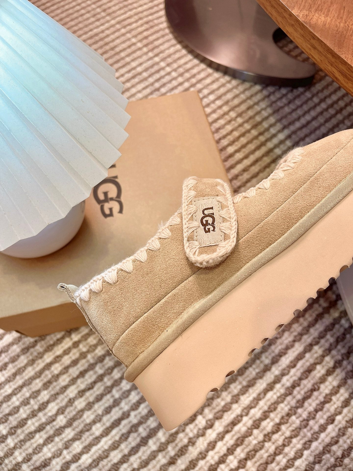 UGG Tazz Mary Jane Shoes Light Khahi Suede Shearing