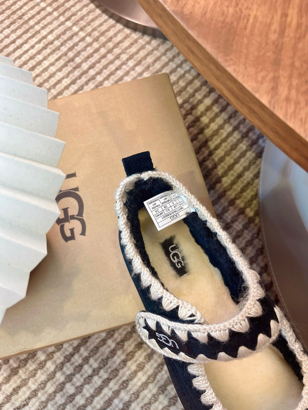 UGG Tazz Mary Jane Shoes Black Suede Shearing