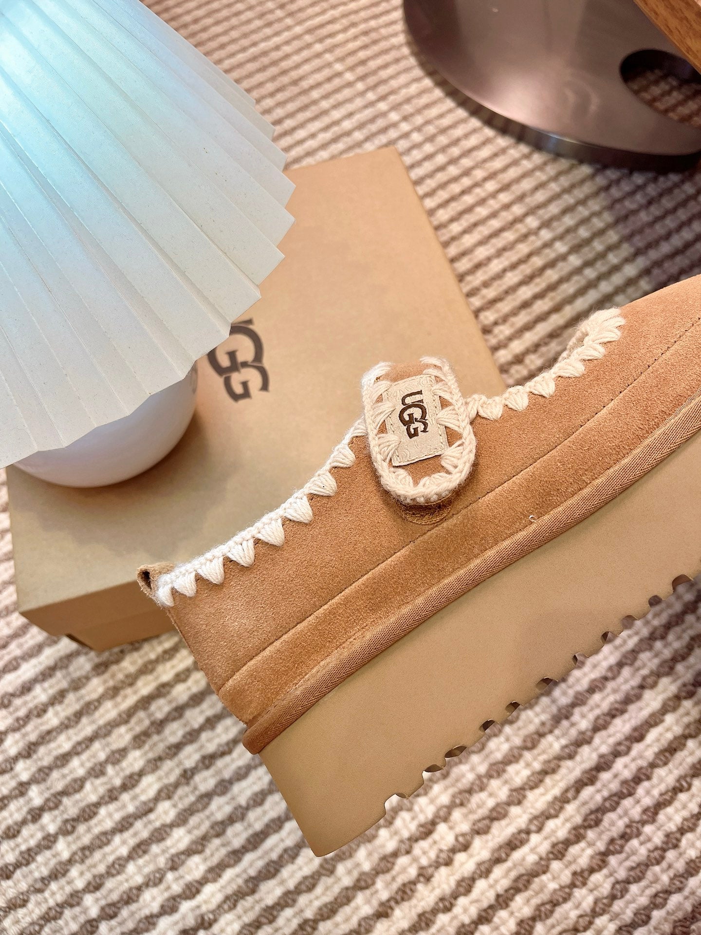 UGG Tazz Mary Jane Shoes Light Brown Suede Shearing