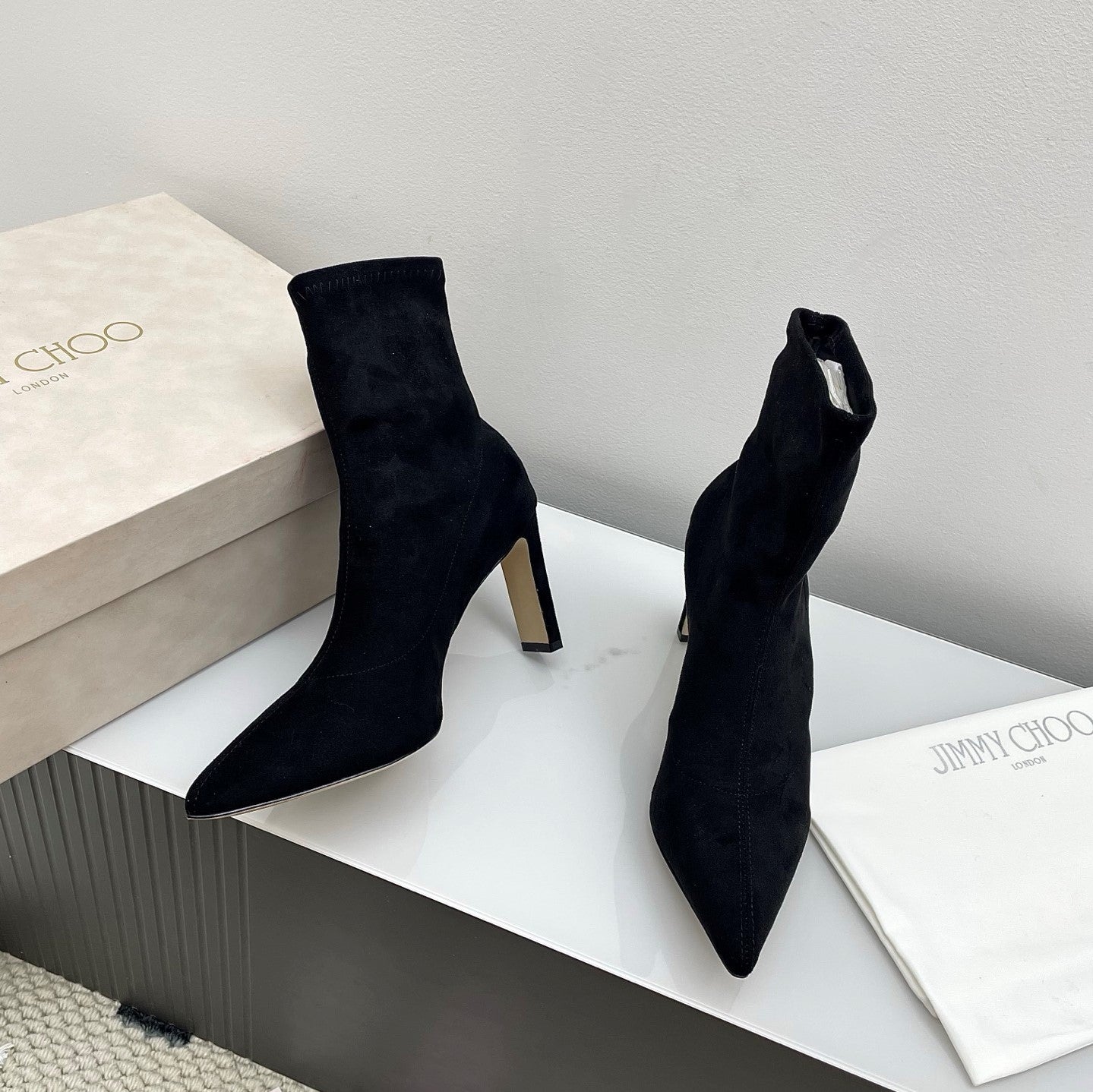 Jimmy Short Boots 85mm Black Suede 511611