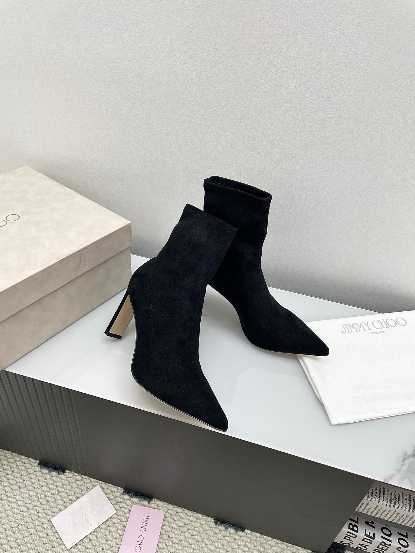 Jimmy Short Boots 85mm Black Suede 511611