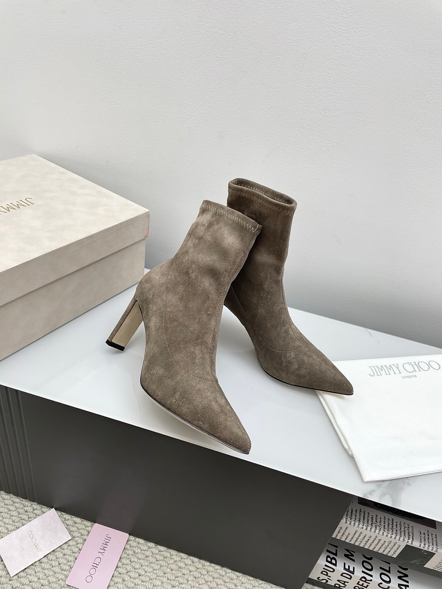 Jimmy Short Boots 85mm Olive Clay Suede 511612