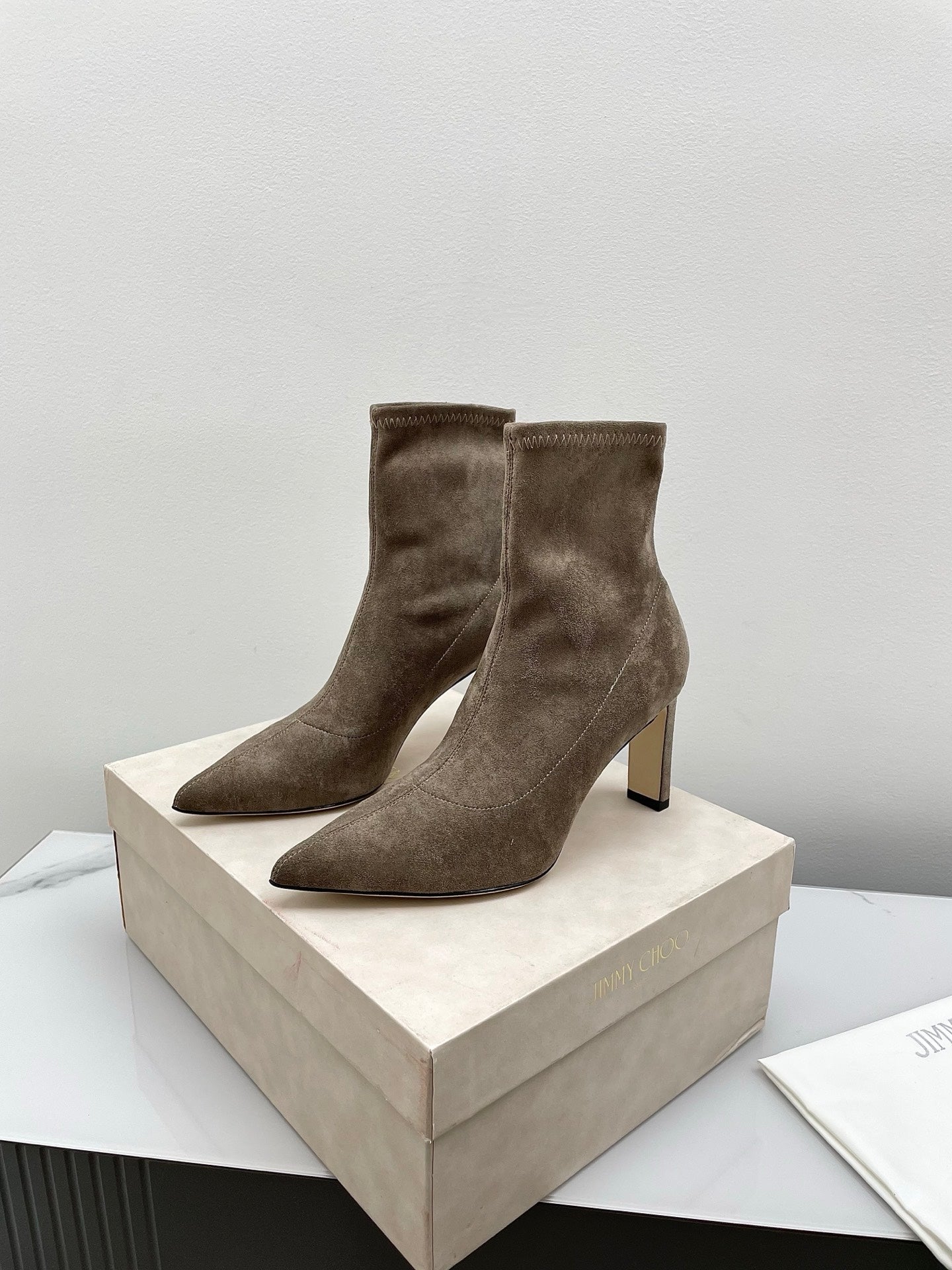 Jimmy Short Boots 85mm Olive Clay Suede 511612