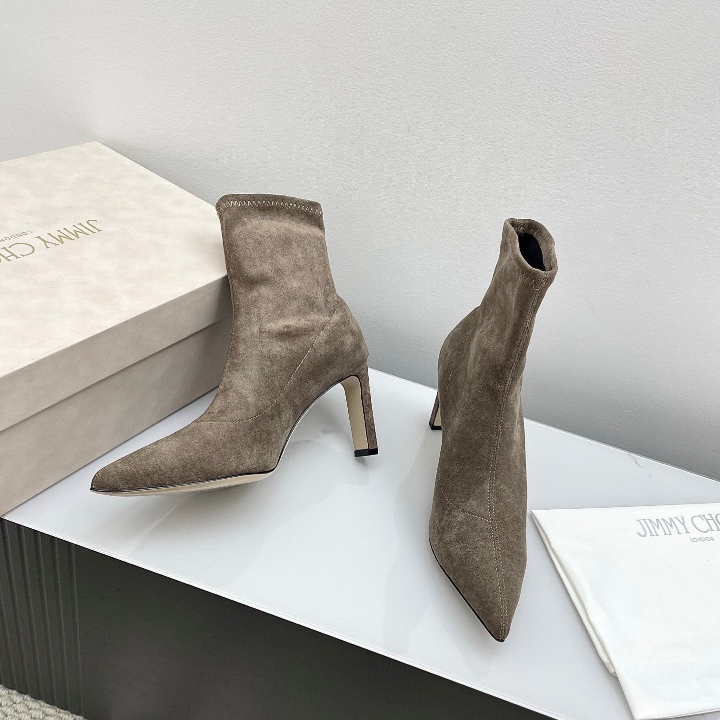 Jimmy Short Boots 85mm Olive Clay Suede 511612