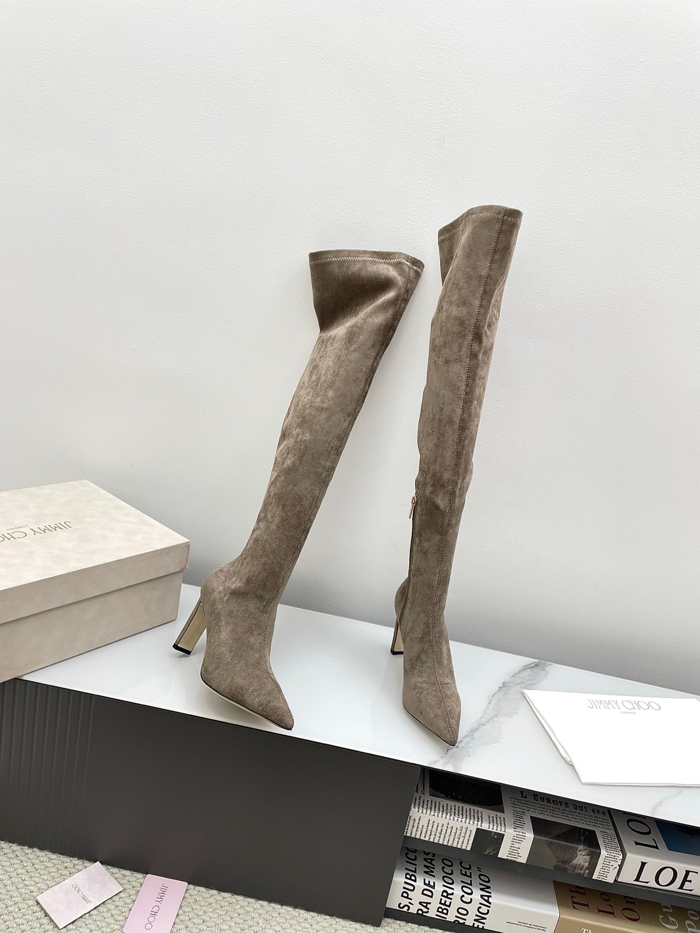 Jimmy Long Boots 85mm Olive Clay Suede 511615