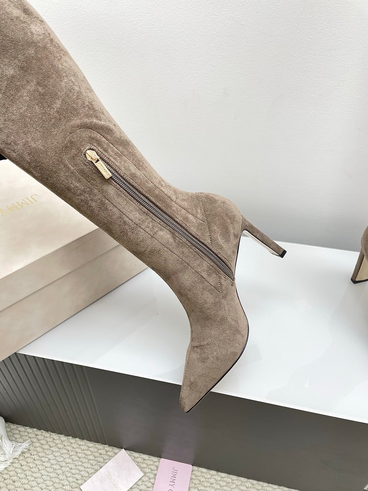 Jimmy Long Boots 85mm Olive Clay Suede 511615