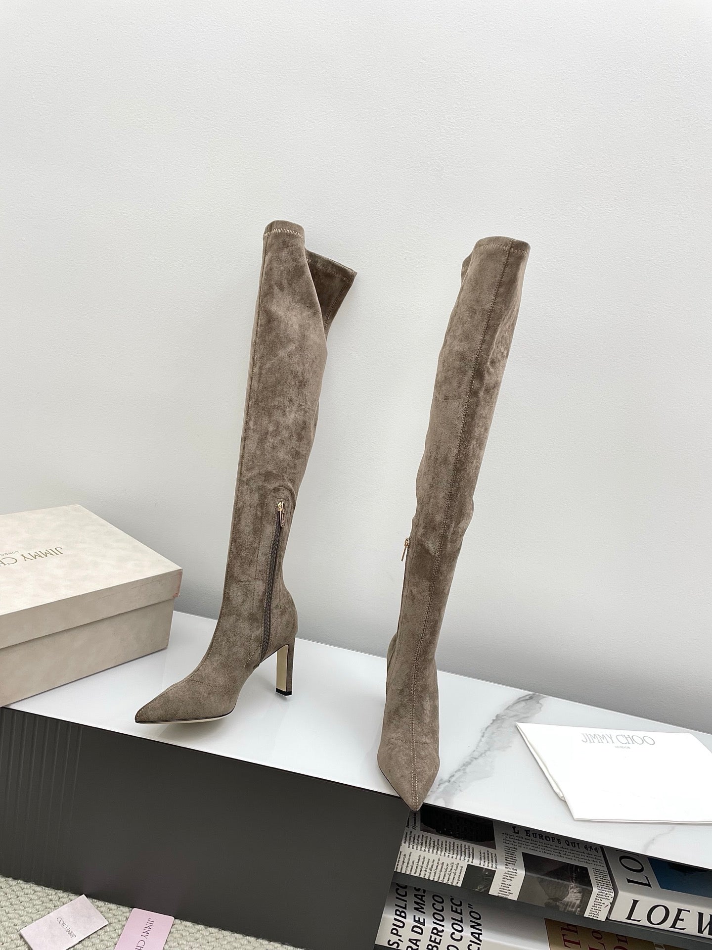 Jimmy Long Boots 85mm Olive Clay Suede 511615