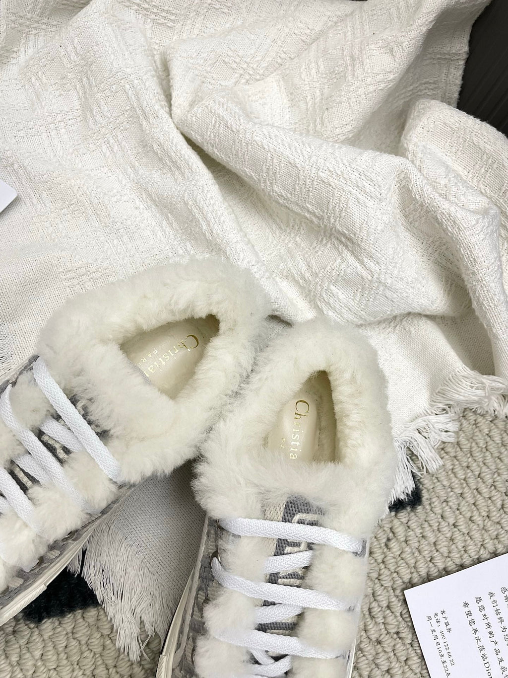 CD Walk'n Dior Platform Sneaker Grey Beige Oblique Motif Fabric Wool