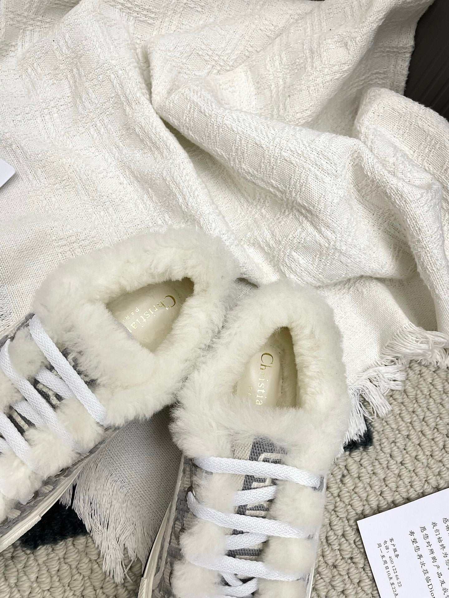 CD Walk'n Dior Platform Sneaker Grey Beige Oblique Motif Fabric Wool