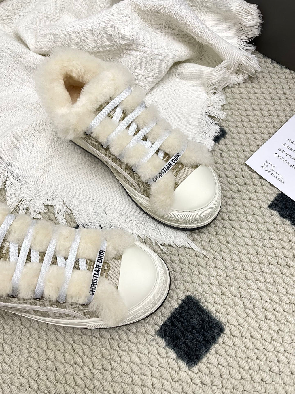 CD Walk'n Dior Platform Sneaker Khahi Beige Oblique Motif Fabric Wool