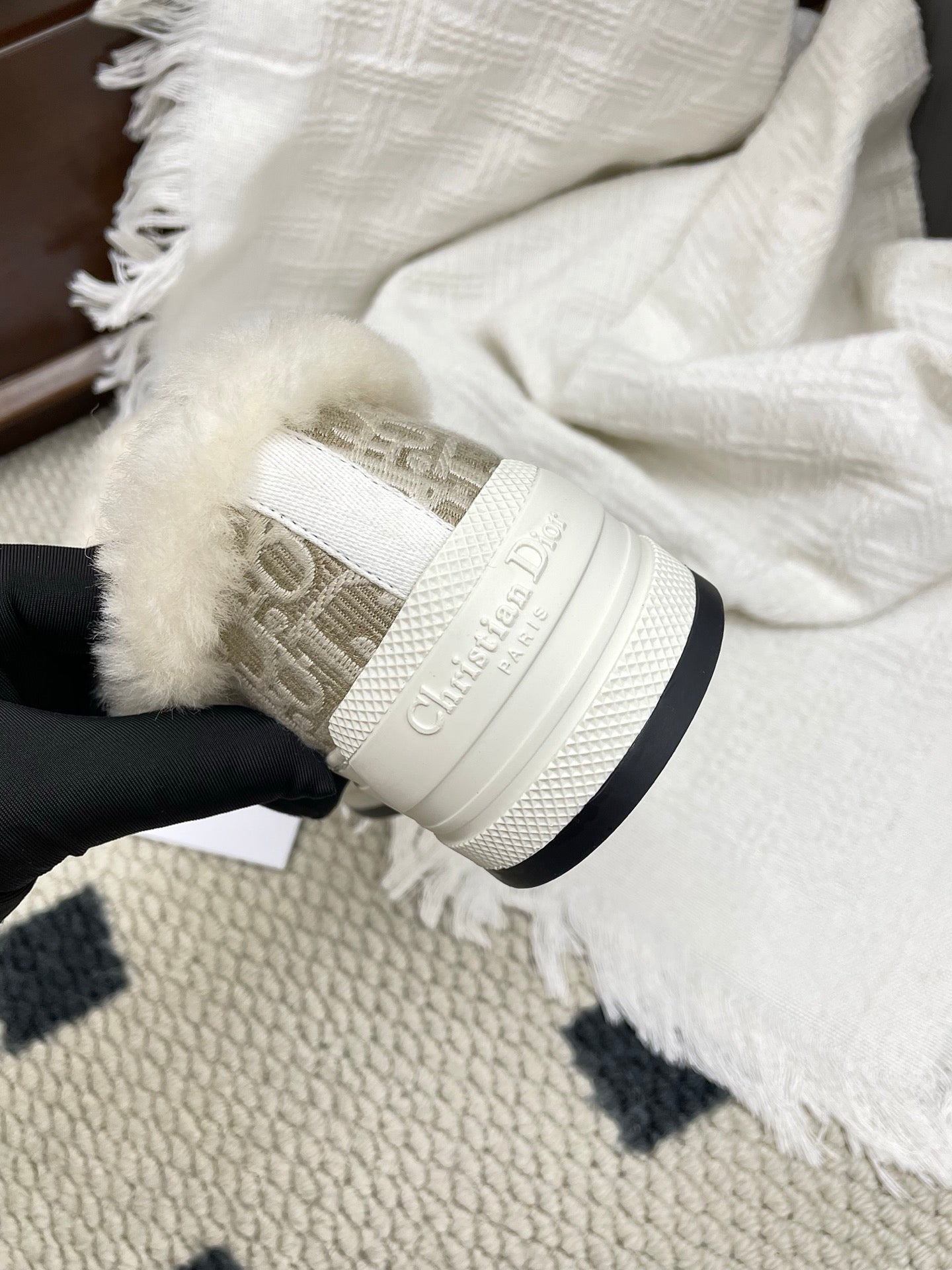 CD Walk'n Dior Platform Sneaker Khahi Beige Oblique Motif Fabric Wool