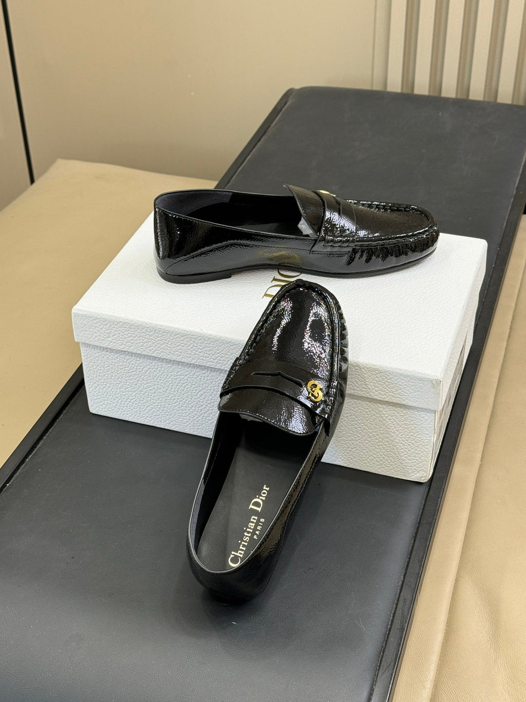 CD Time Loafer Black Glossy Calfskin 561786
