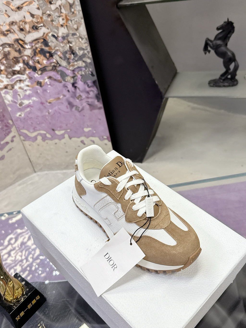 CD C'est Dior Sneaker Taupe White Mesh Suede Calfskin 546577