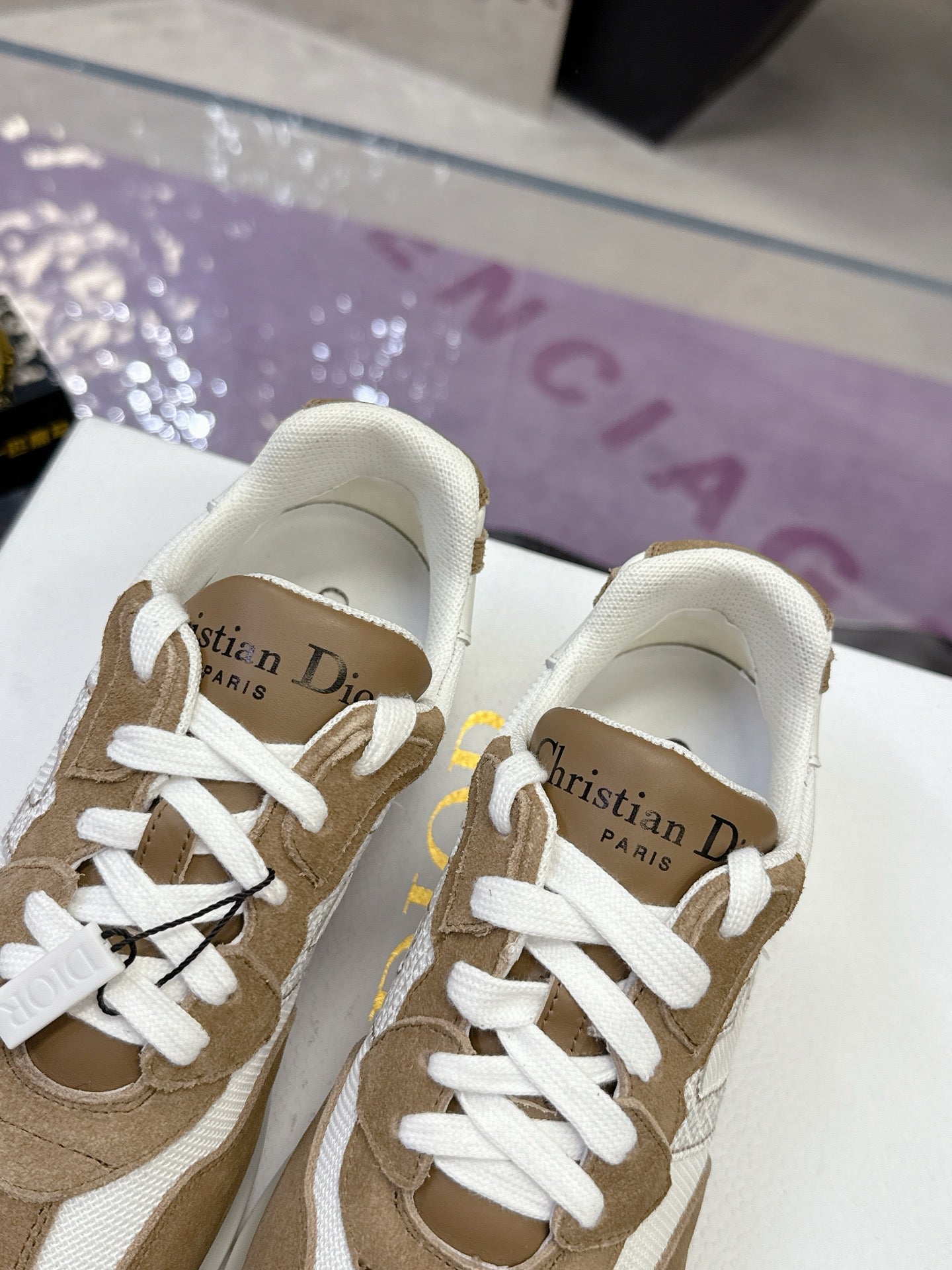 CD C'est Dior Sneaker Taupe White Mesh Suede Calfskin 546577