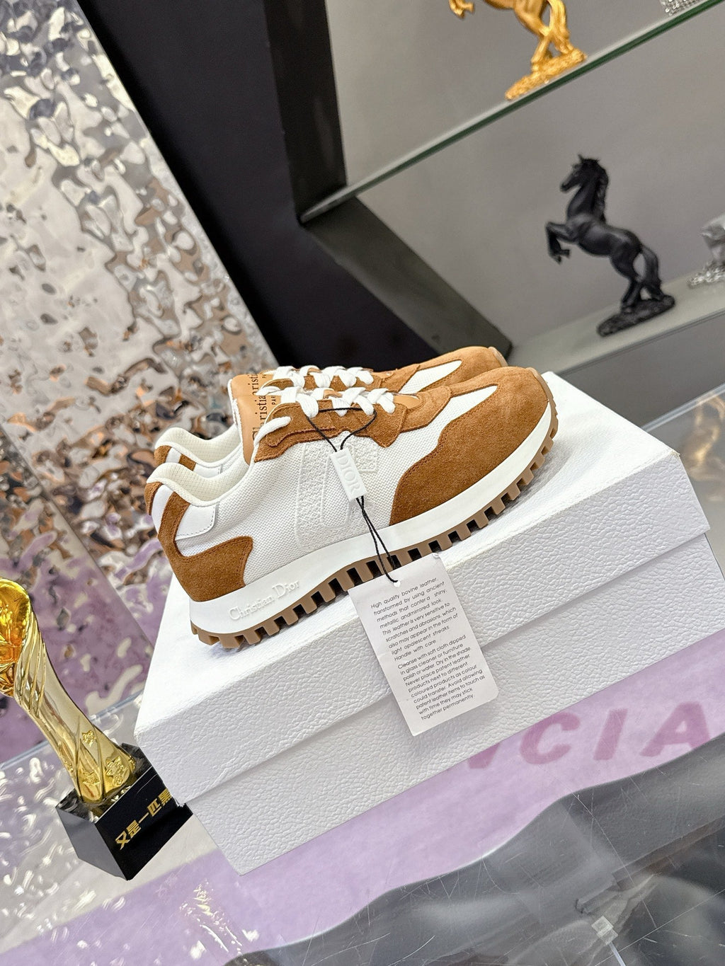 CD C'est Dior Sneaker Brown White Mesh Suede Calfskin 546578