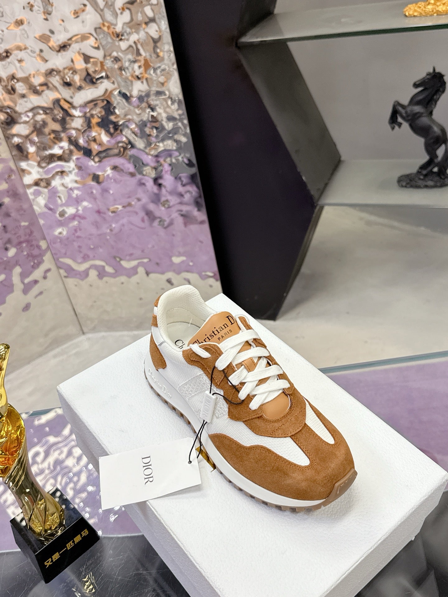 CD C'est Dior Sneaker Brown White Mesh Suede Calfskin 546578