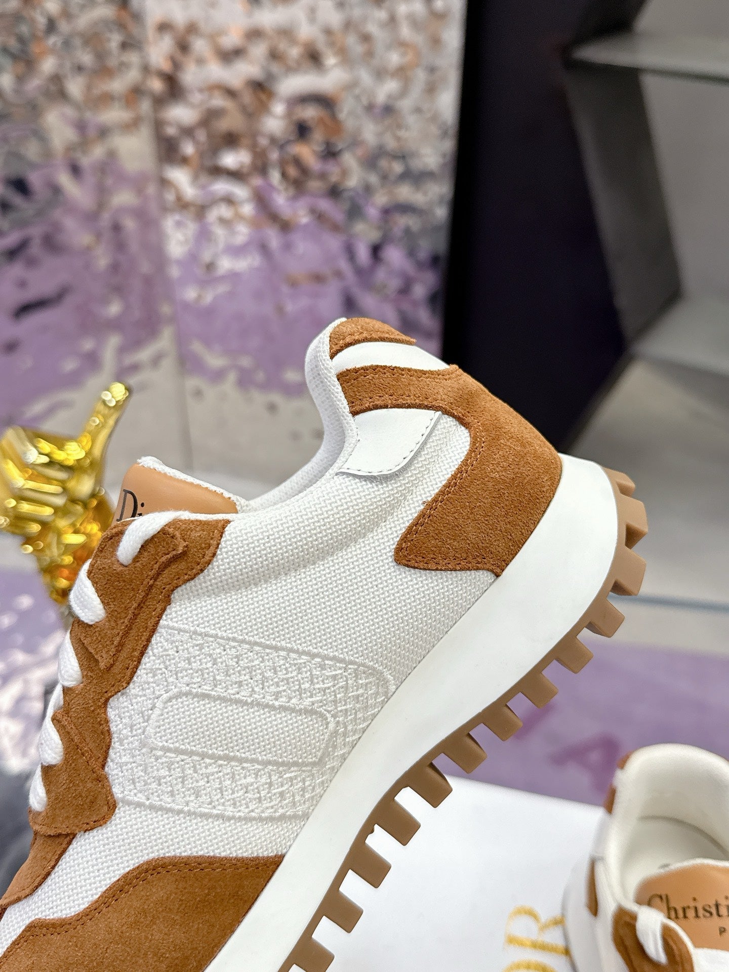 CD C'est Dior Sneaker Brown White Mesh Suede Calfskin 546578