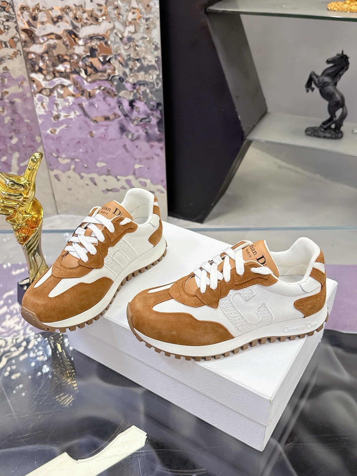 CD C'est Dior Sneaker Brown White Mesh Suede Calfskin 546578