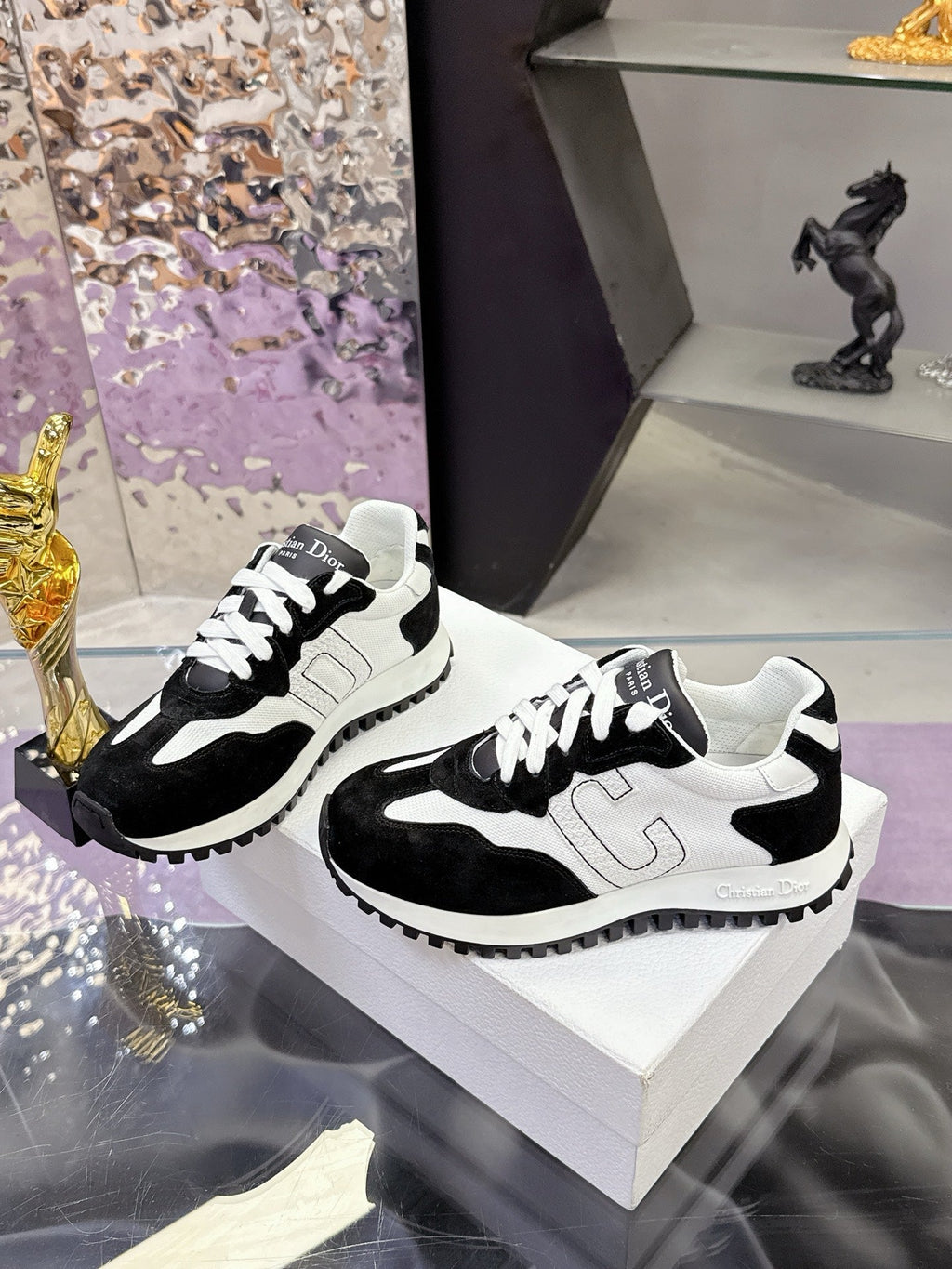 CD C'est Dior Sneaker Black White Mesh Suede Calfskin 546579