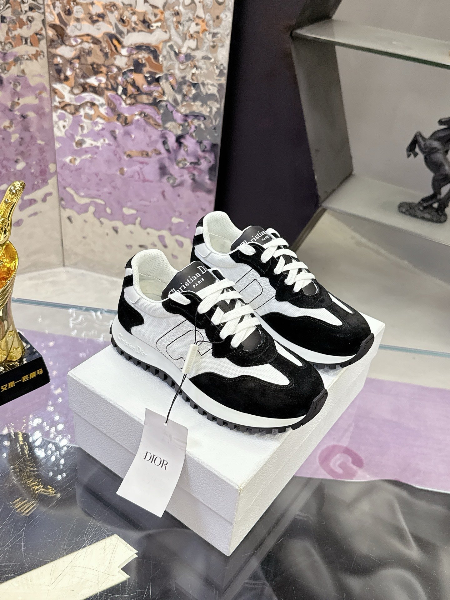 CD C'est Dior Sneaker Black White Mesh Suede Calfskin 546579