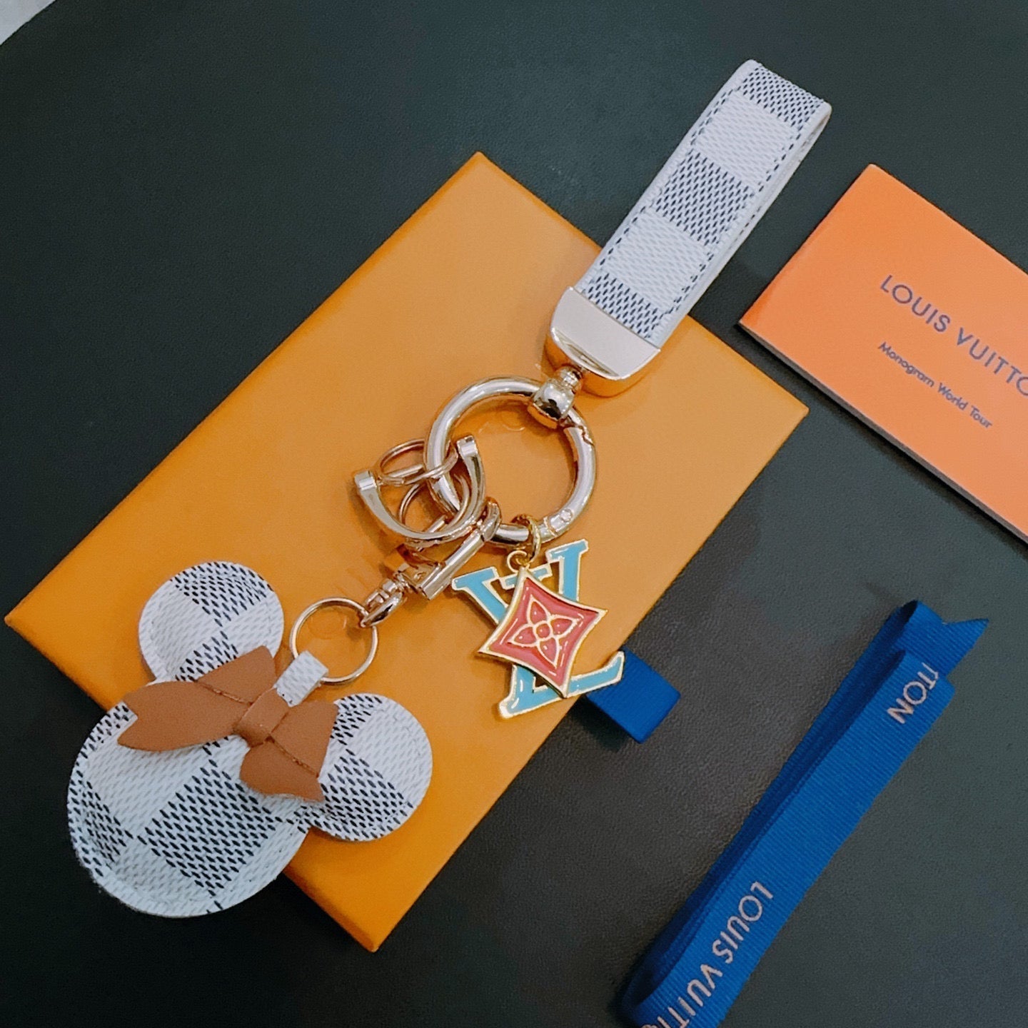 LV White Gray Mickey Mouse Charm