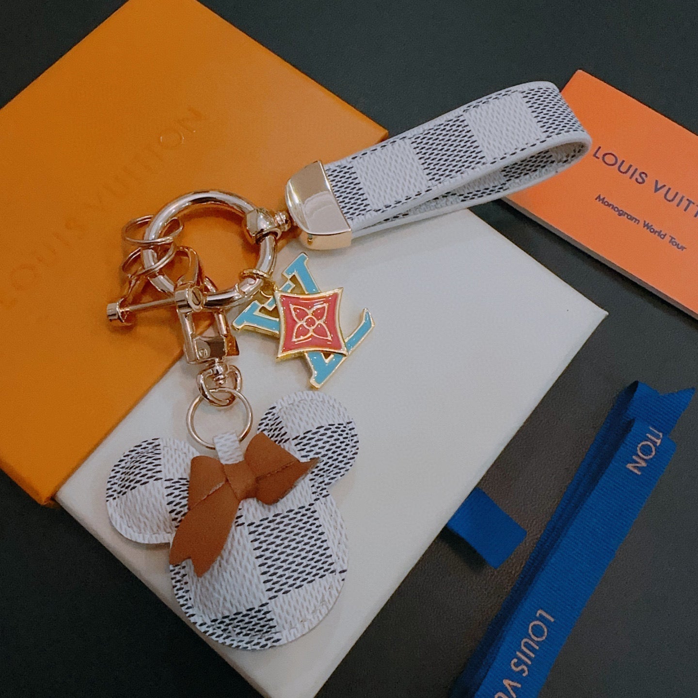 LV White Gray Mickey Mouse Charm