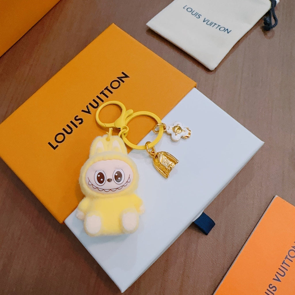 LV Yellow Labubu Plush Toy Bag Charm
