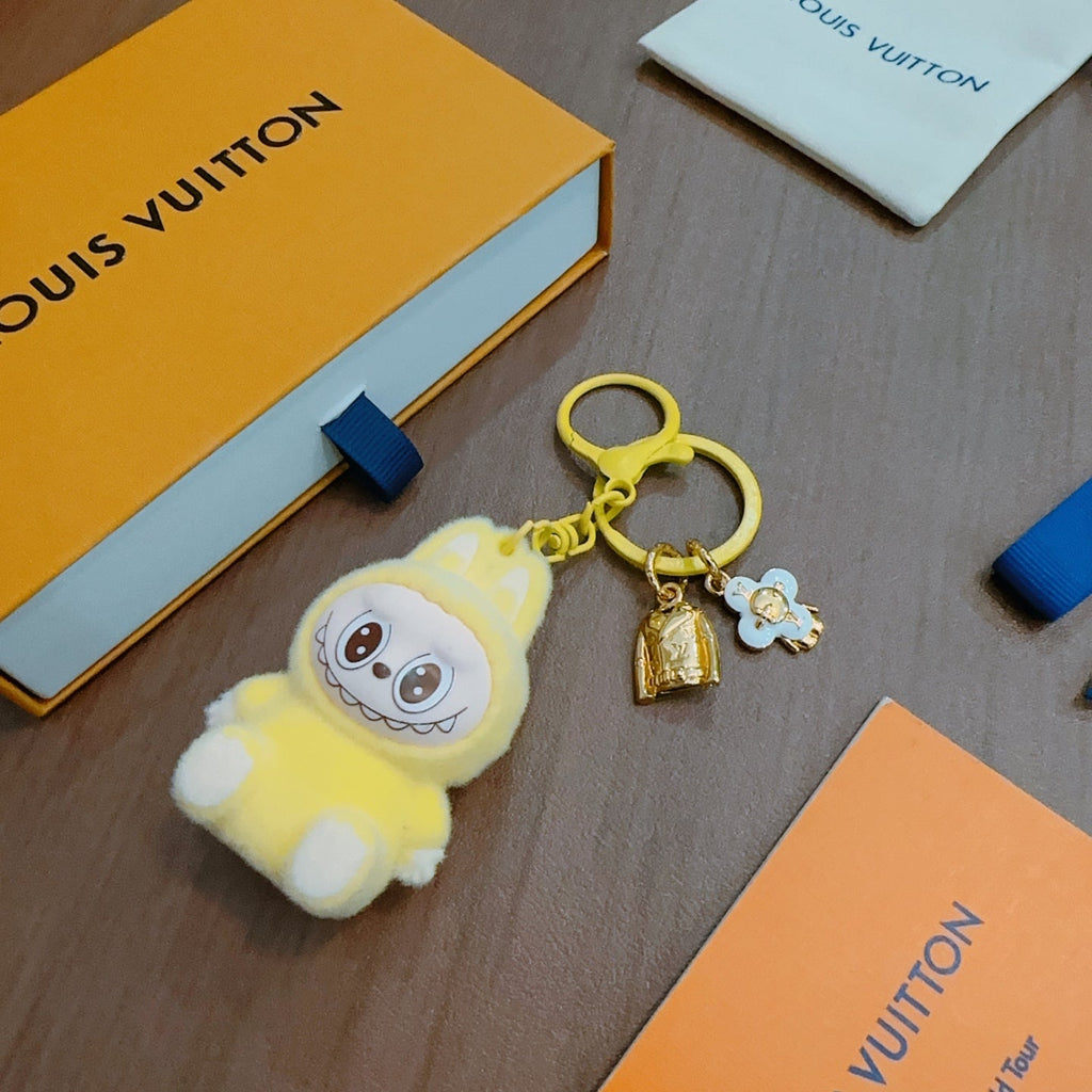 LV Yellow Labubu Plush Toy Bag Charm