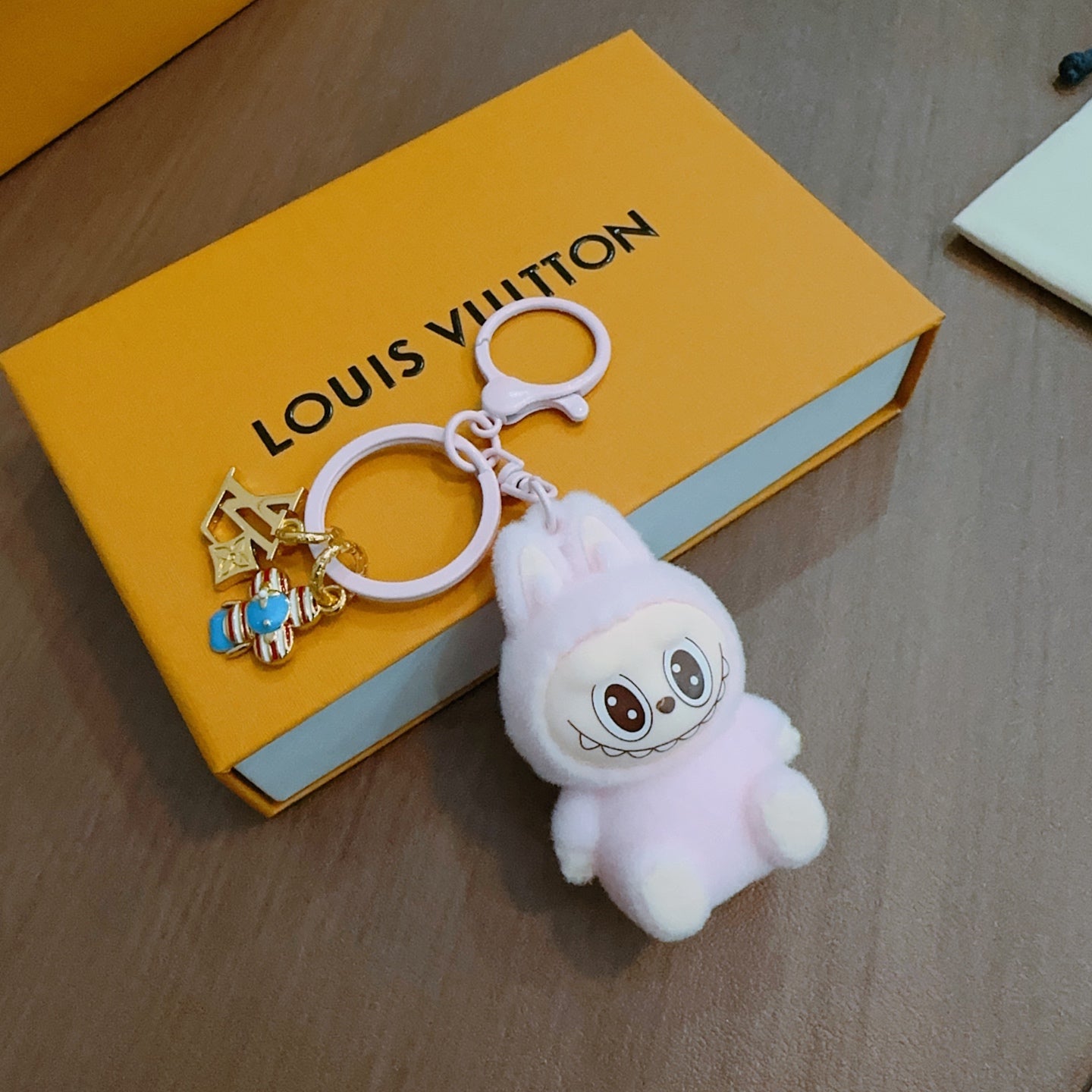 LV Pink Labubu Plush Toy Bag Charm