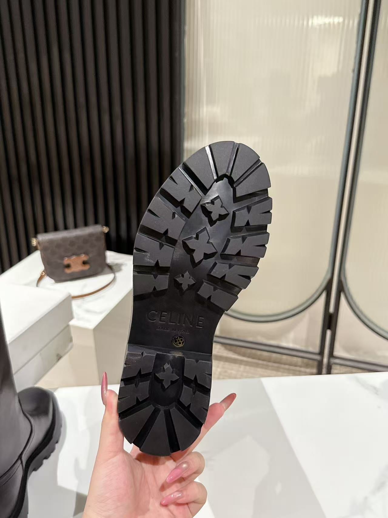 Celine Margaret High Boot Black Calfskin