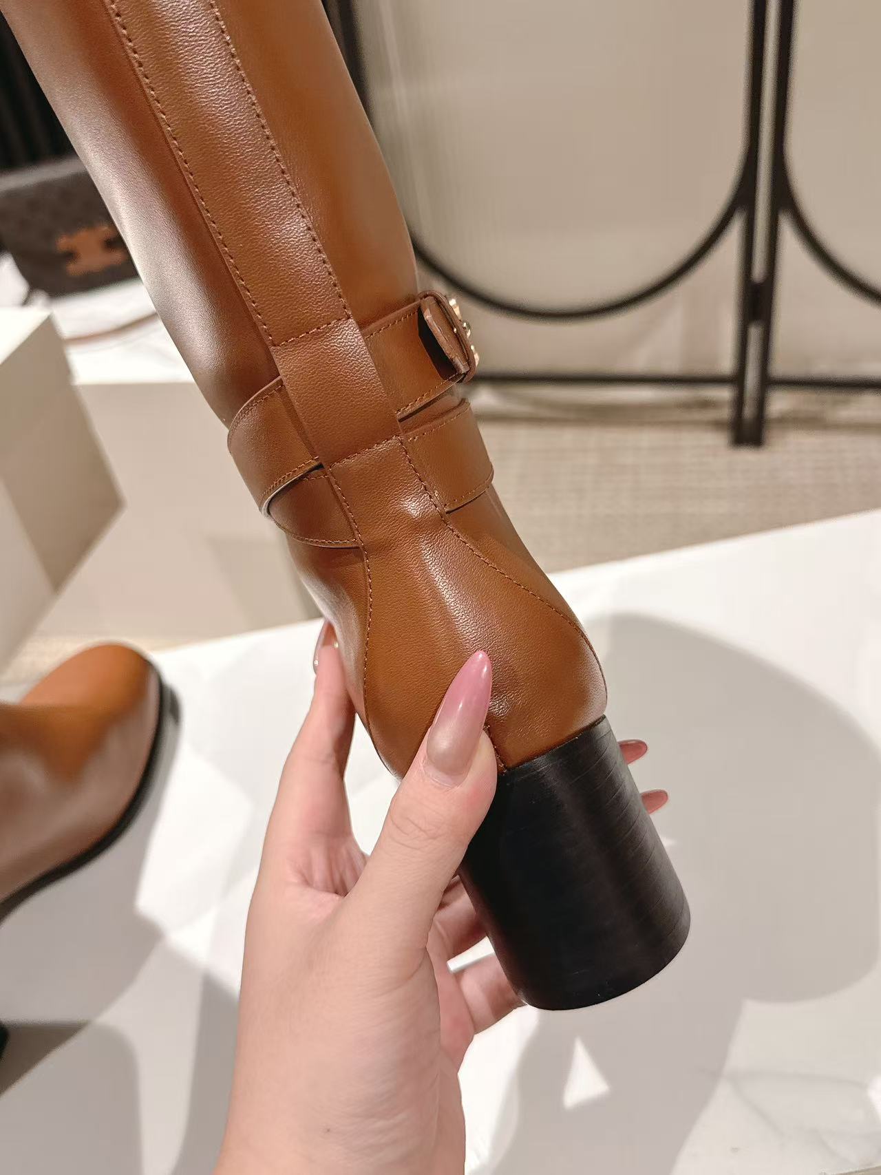 Celine Garance Triomphe High Boot 60mm Brown Calfskin