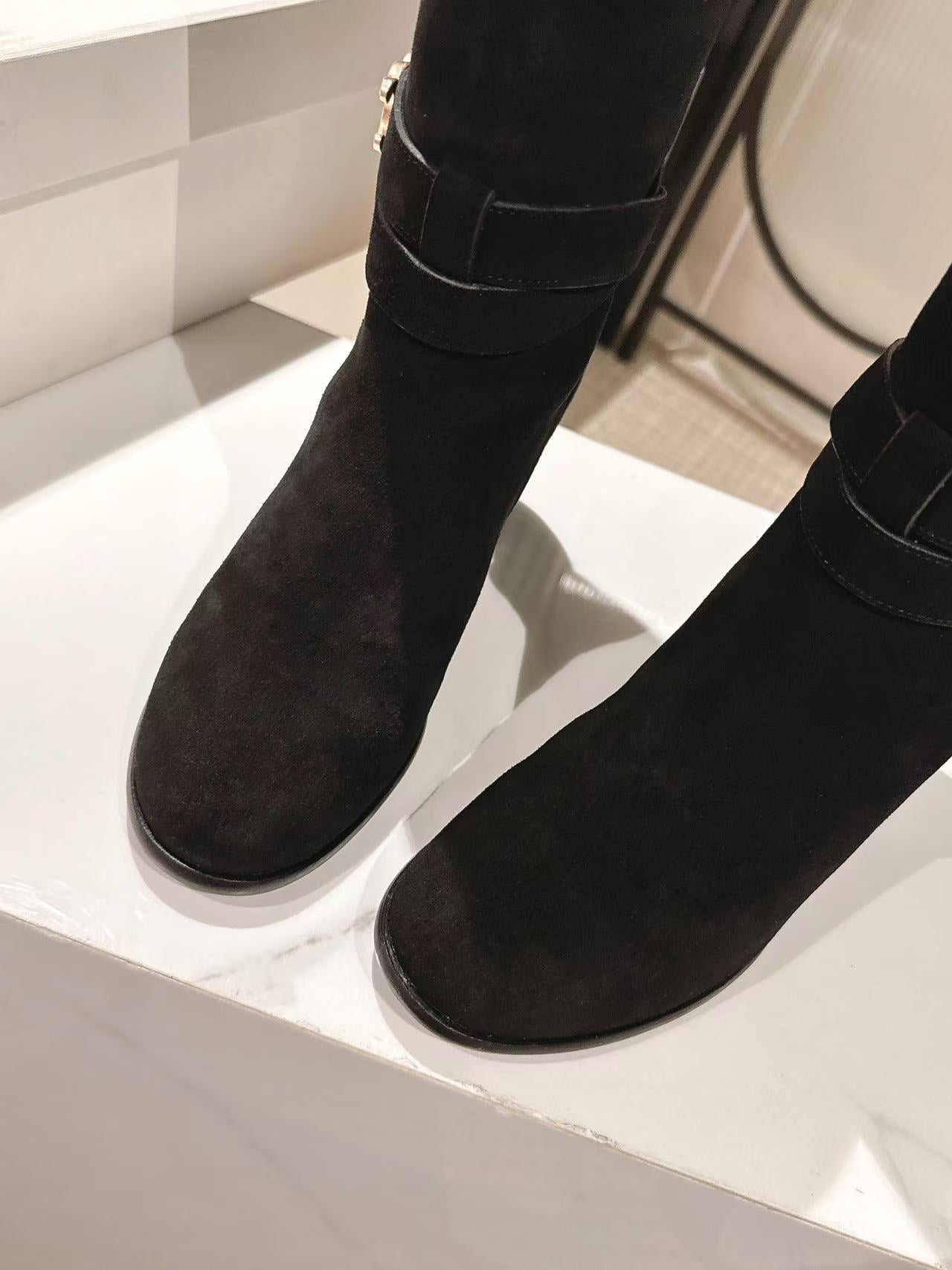 Celine Garance Triomphe High Boot 60mm Black Suede