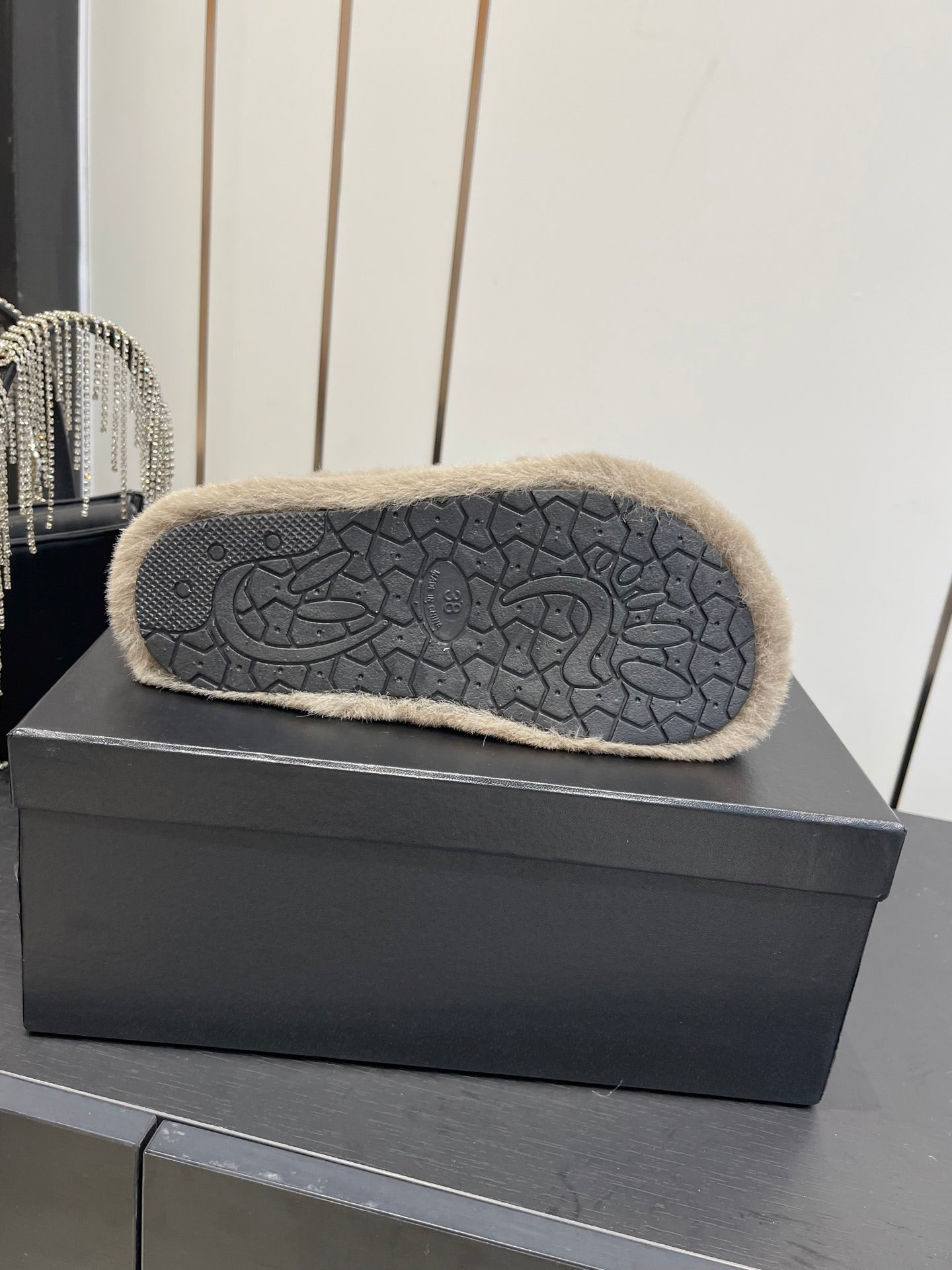 CC Double C Furry Slippers Taupe Fur 554700