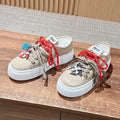 Miumiu 25 Platform Sneakers Beige Red Suede Wool 553690