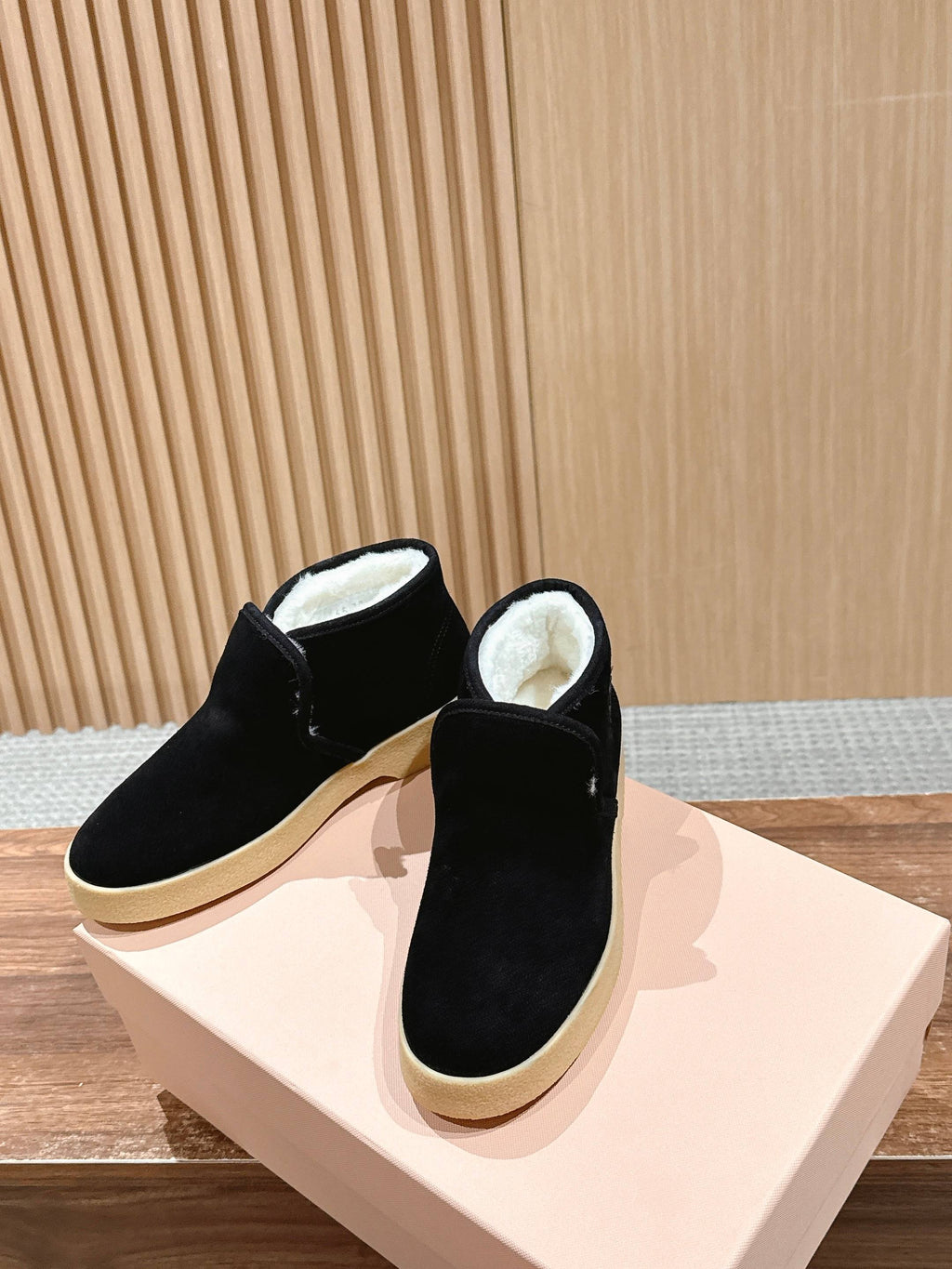 Miumiu 25 Slip-on Boot Black Mix White Suede Wool 553704