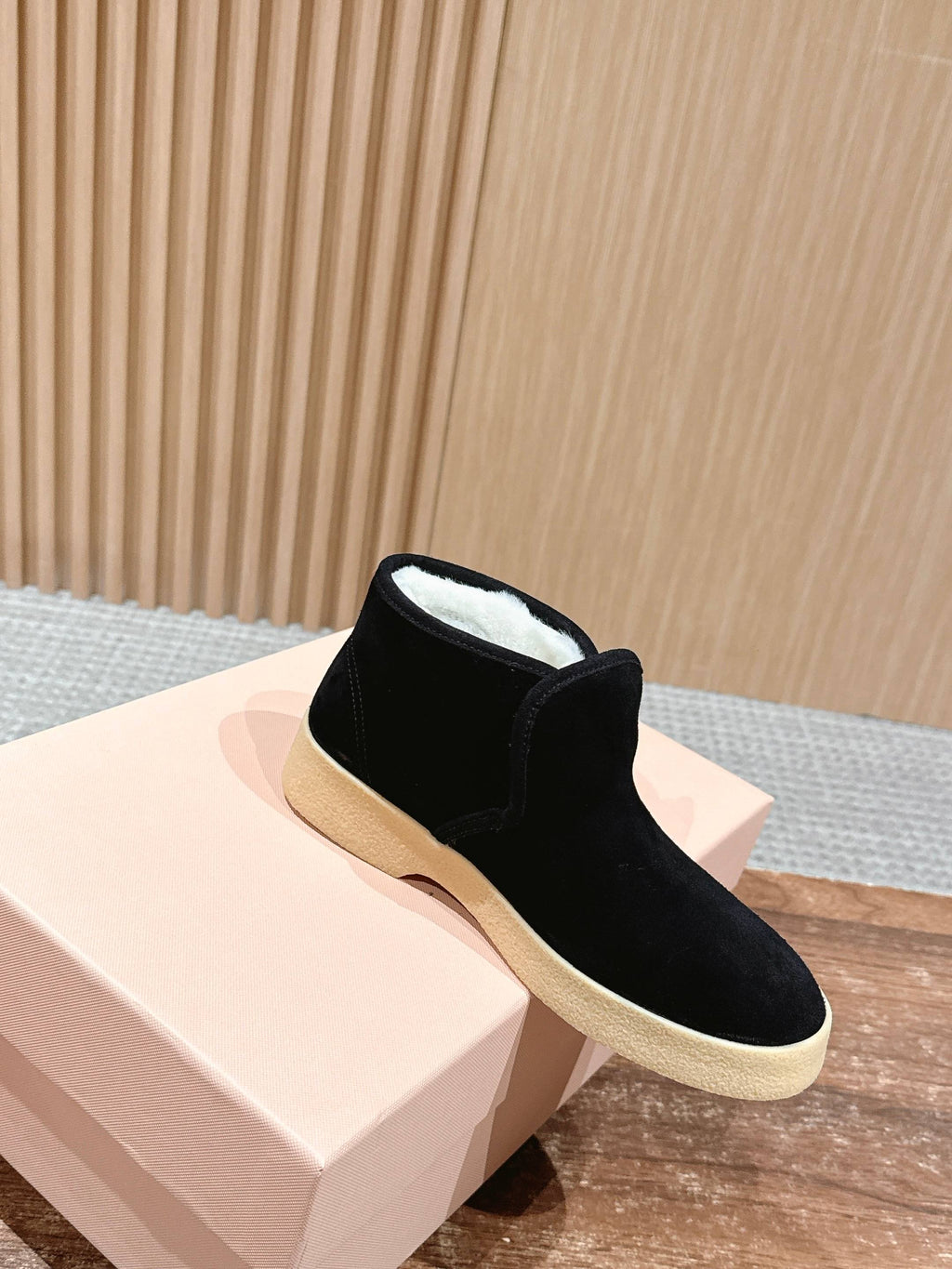 Miumiu 25 Slip-on Boot Black Mix White Suede Wool 553704