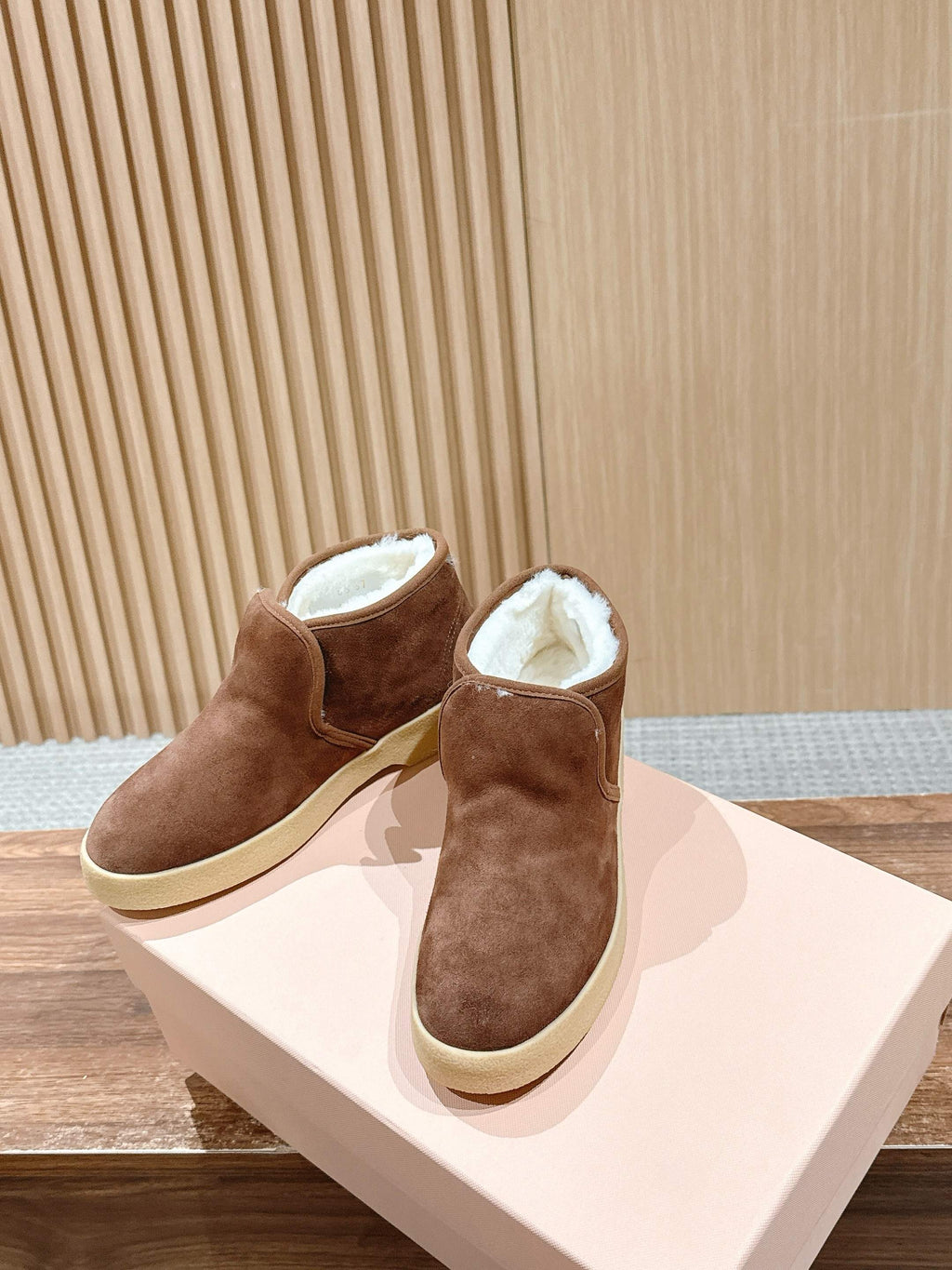 Miumiu 25 Slip-on Boot Brown Mix White Suede Wool 553705